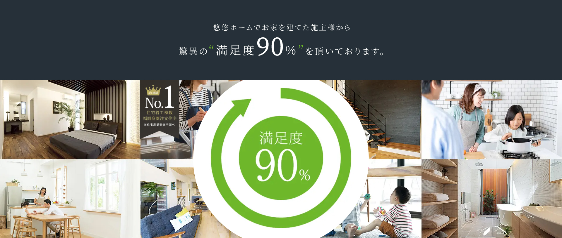 悠悠ホームでお家を建てた施主様から驚異の満足度90%を頂いております。 今だけ来場予約キャンペーン ご来場特典最大15,000円分進呈！ QUOカードプレゼント！ まずは来場予約